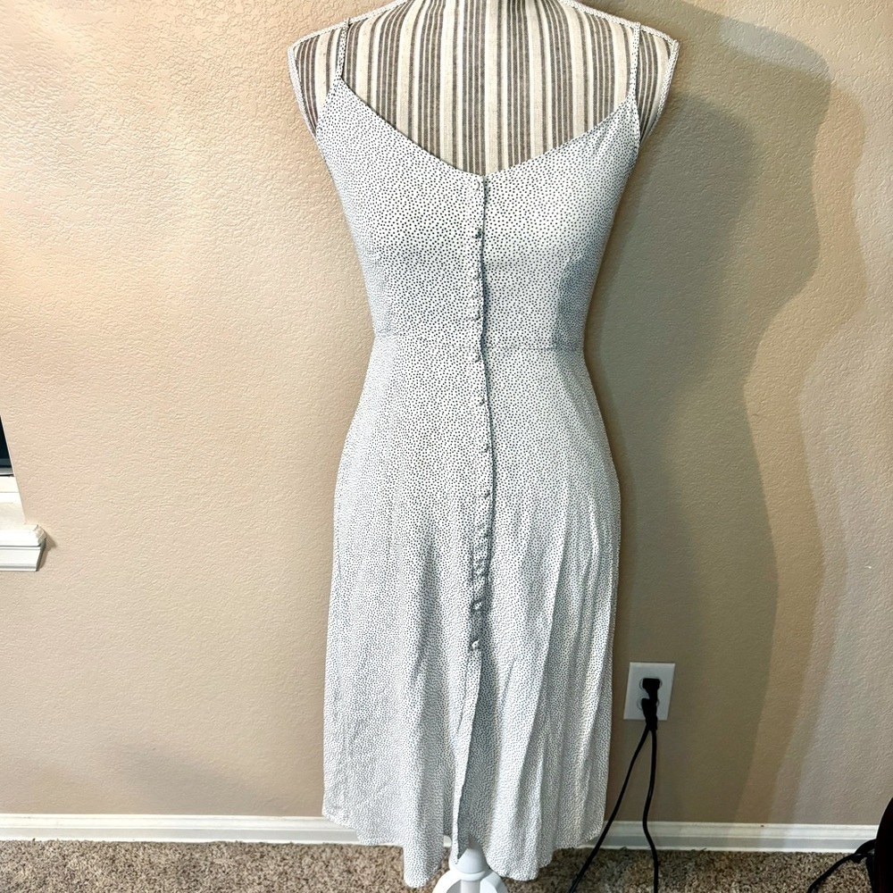 Abercrombie & Fitch Dress Small White Black Dots Viscos Spaghetti Straps Retro